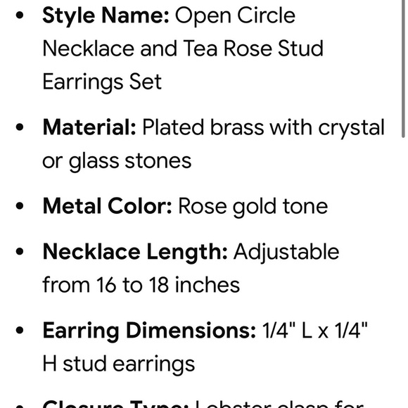 Coach Open Circle Rose Gold Necklace with Tea Rose Earrings - Picture 5 of 6